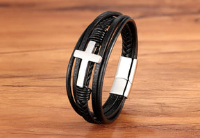 Pulseira Masculina de Couro CRUZ